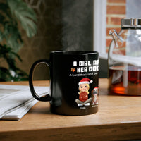 A Girl and Her Dog Holiday Coffee Mug, Dog Lover Christmas Mug, Glossy Winter Xmas Mug, Adorable Festive Dog Mom Drinkware Cup Present