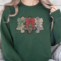 Coquette Bow Holiday Crewneck, Camo Christmas Tree Sweatshirt, Festive Hunting Plaid Pullover, Adorable Preppy Xmas Sweater, Winter Holiday Present