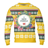 Ugly Christmas Wreath Sweatshirt, I Hate People Sweatshirt, Humorous Introvert Holiday Sweatshirt, Sarcastic Xmas Pullover, Humorous Present