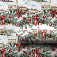 San Francisco Landmark Gift Wrap, Alcatraz Island Wrapping Paper, Holiday Decor Paper, Watercolor Christmas Wrapping Paper Roll