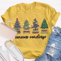 Festive Reading Season Graphic Tee, Christmas Trees and Books T-Shirt, Book Lover Christmas Shirt, Bookish Holiday Shirt, Reader Xmas Present