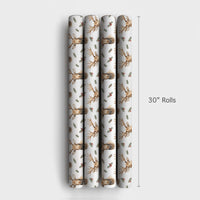 Rustic Woodland Moose Gift Wrap, Watercolor Moose Christmas Wrapping Paper, Wildlife Holiday Wrapping Paper, Festive Winter Gift Wrap Roll