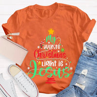 Christian Christmas T-Shirt, My Favorite Christmas Light Is Jesus Shirt, Religious Holiday Graphic Tee, Jesus Christmas Light Faith Shirt