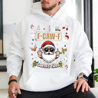Humorous Middle Finger Christmas Hoodie, Santa's Tired Hoodie, Sarcastic Xmas Hooded Sweatshirt, Holiday Graphic Hoodie, Adult Xmas Present