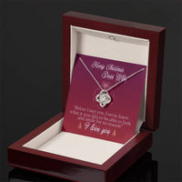 18k Gold Stainless Steel Love Knot Pendant, Christmas Love Knot Necklace for Wife, Message Card Holiday Necklace, Romantic Present for Her