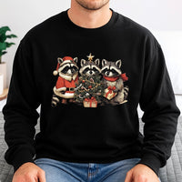 Festive Woodland Animal Holiday Sweater, Adorable Raccoon Christmas Sweatshirt, Comfy Trash Panda Xmas Pullover, Retro Winter Nature Crewneck