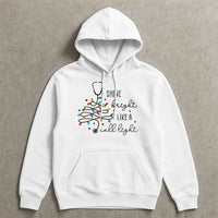 Nurse Christmas Hoodie, Shine Bright Like a Call Light Hoodie, Nurse Stethoscope Tree Hooded Sweatshirt, RN Holiday Pullover, Nurse Present