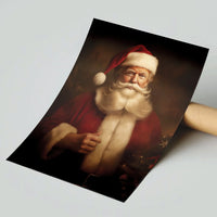 Retro Christmas Portrait Art Print, Classic Vintage Santa Claus Poster, Nostalgic Holiday Wall Art, Festive Winter Xmas Poster