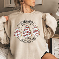 Retro Holiday Snack Cake Crewneck, Farm Fresh Christmas Tree Cakes Sweatshirt, Vintage Xmas Baking Sweater, Sweet Tooth Foodie Present