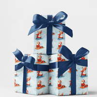Humorous Fitness Christmas Wrapping Paper, Yoga Santa Gift Wrap Paper, Holiday Yoga Present Paper Roll, Adorable Xmas Gift Wrap, Winter Present Paper