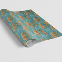 Watercolor Dog Pattern Gift Wrap, Golden Retriever Wrapping Paper, Pet Lover Birthday Wrapping Paper, Adorable Puppy Christmas Present Wrap