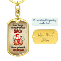 Santa Pun Christmas Keychain, Humorous Step Dad Keychain, Bonus Dad Dog Tag Keychain, Meaningful Stepdad Present from Daughter Son