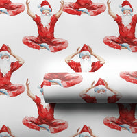 Meditating Santa Gift Wrap, Zen Santa Wrapping Paper, Watercolor Yoga Santa Christmas Paper, Yoga Lover Present Wrap
