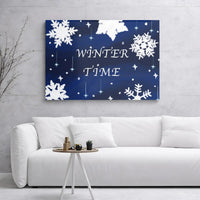 Snowflake and Stars Canvas Print, Winter Time Canvas Wall Art, Holiday Seasonal Canvas, Comfy Winter Living Room Decor, Christmas Season Present