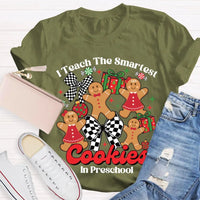 Preschool Teacher Christmas T-Shirt, I Teach the Smartest Cookies Shirt, Adorable Teacher Holiday Shirt, Pre-K Educator Xmas Tee, Teacher Present