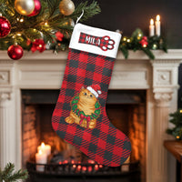 Red Buffalo Plaid Pet Holiday Stocking, Personalized Cat Christmas Stocking, Custom Name Xmas Cat Stocking, Adorable Pet Lover Mantle Decor