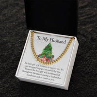 Husband Holiday Chain, Christmas Cuban Link Chain Necklace, Mens Cuban Link Jewelry, Personalized Husband Necklace, Christmas Present for Him