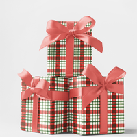 Festive Watercolor Tartan Gift Wrap, Red Green Plaid Christmas Wrapping Paper, Holiday Present Paper, Traditional Xmas Gift Wrapping Paper