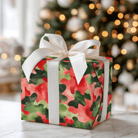 Watercolor Camouflage Gift Wrap, Christmas Camo Wrapping Paper, Red and Green Camo Wrapping Paper, Holiday Present Paper, Xmas Gift Wrap