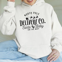 Christmas Pregnancy Announcement Sweatshirt, North Pole Delivery Co Hoodie, Holiday Maternity Pullover, Festive Expecting Mom Present