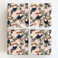 Tropical Toucan Holiday Gift Wrap, Toucan Christmas Wrapping Paper, Watercolor Toucan Bird Wrapping Paper, Festive Winter Pink Gift Wrap