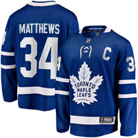 Toronto Maple Leafs Auston Matthews Blue Captain Patch Home Breakaway Player Jersey