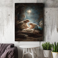 Holy Family Christmas Canvas Print, Nativity Scene Canvas Wall Art, Religious Christian Canvas Decor, Sacred Holiday Wall Art, Faith Present