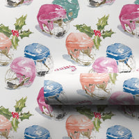 Watercolor Sports Christmas Gift Wrap, Hockey Helmets and Candy Canes Wrapping Paper, Hockey Fan Wrapping Paper Roll, Festive Present Wrap