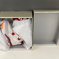 Retro Low Top Sneakers, White Red Gray Colorway, Suede Footwear, Lace Up Design, Casual Gift for Sneaker Fans