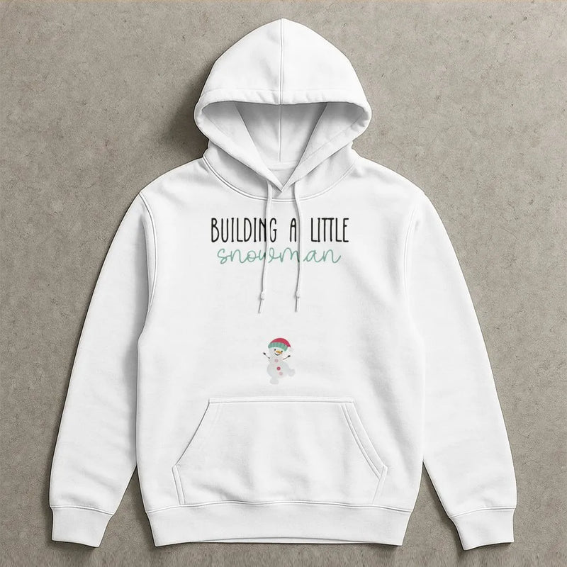 Christmas Pregnancy Reveal Sweatshirt, Building a Little Snowman Hoodie, Winter Baby Announcement Pullover, Adorable Mom to Be Holiday Hoodie