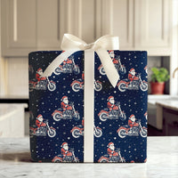 Motorcycle Santa Claus Gift Wrap, Biker Santa Wrapping Paper, Chopper Santa Holiday Paper, Biker Christmas Wrapping Paper, Biker Gift Wrap
