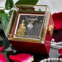 Rotating Rose Box CZ Crystal Pendant, Soulmate Love Knot Necklace, Christmas Tree Message Card Jewelry, Romantic Anniversary Present