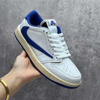 Low Top Sneakers, White Blue Colorway, Reverse Hook Design, Lace Up Design, Casual Gift for Sneaker Fans