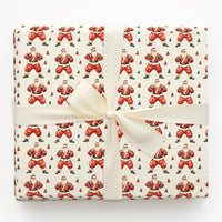 Humorous Muscular Santa Gift Wrap, Boxer Santa Wrapping Paper, Fighting Santa Christmas Wrapping Paper, Novelty Holiday Gift Wrap Roll