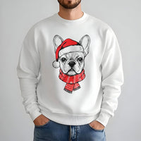 Santa Hat French Bulldog Crewneck, Frenchie Christmas Sweatshirt, Dog Holiday Pullover, Frenchie Xmas Sweatshirt