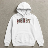 Plaid Varsity Lettering Christmas Hoodie, Merry Christmas Hoodie, Retro Holiday Hoodie, Comfy Winter Graphic Sweatshirt, Present for Her