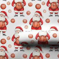 Sports Christmas Gift Wrap, Cartoon Basketball Santa Wrapping Paper, Cheerful Basketball Holiday Wrapping Paper, Xmas Gift Wrapping Paper