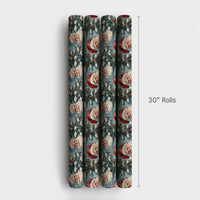 Christmas Tree Gift Wrap, Vintage Santa Wrapping Paper, Nostalgic Holiday Wrapping Paper, Retro Xmas Paper, Winter Gift Wrap Roll