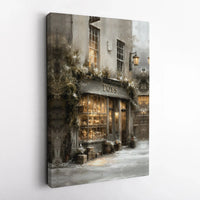 Snowy Christmas Street Canvas Print, Vintage Toy Shop Canvas Wall Art, Winter Village Wall Art, Holiday Home Decor, Festive Xmas Canvas Present