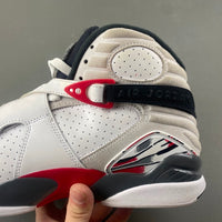 High Top Sneakers, White Red Colorway, Lace Up Design, Casual Gift for Sneaker Fans