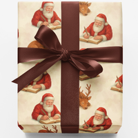 Retro Reindeer Holiday Gift Wrap, Vintage Santa Christmas Wrapping Paper, Festive Winter Present Wrapping Paper, Xmas Season Gift Wrap