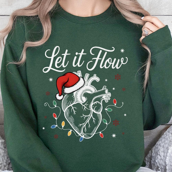 Anatomical Heart Santa Nurse Sweater, Christmas Cardiac Nurse Sweatshirt, Adorable Cardiology Nurse Crewneck, Holiday Medical
