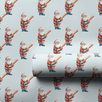 Blue Watercolor Christmas Gift Wrap, Baseball Santa Wrapping Paper, Baseball Bat Santa Wrapping Paper, Sporty Holiday Gift Wrap, Xmas Paper