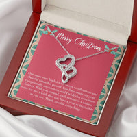 Interlocking CZ Hearts Pendant, Double Heart Necklace for Her, 14K White Gold Over Stainless Steel, Romantic Christmas Wife Necklace