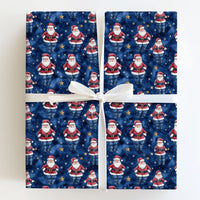 Humorous Denim Santa Gift Wrap, Santa in Blue Jeans Wrapping Paper, Starry Night Christmas Wrapping Paper, Whimsical Holiday Gift Wrap Roll