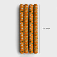 Orange Forest Holiday Wrapping Paper, Watercolor Tree Christmas Wrapping Paper, Modern Tree Wrapping Paper, Seasonal Holiday Gift Wrap