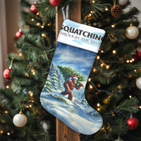 Bigfoot Holiday Stocking, Squatching Through the Snow Christmas Stocking, Personalized Christmas Stocking, Sasquatch Fireplace Decor Present