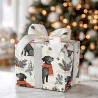 Black Labrador Winter Scarf Gift Wrap, Black Lab Wrapping Paper, Dog Lover Christmas Wrapping Paper, Holiday Puppy Wrapping Paper Roll