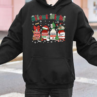 Humorous Medical Christmas Medicine Hooded Sweatshirt, Silent Night Nurse Hoodie, ICU Nurse Holiday Hoodie, Healthcare Winter Pullover Present