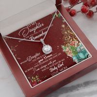 Christmas Message Pendant Necklace, Eternal Hope Necklace for Daughter, White Gold Stainless Steel Necklace, Holiday Present from Mom